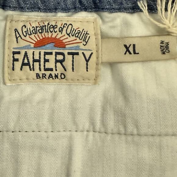 Faherty Essential Chambray Short 6.5" Drawstring Size XL indigo Dye NEW - Picture 2 of 14